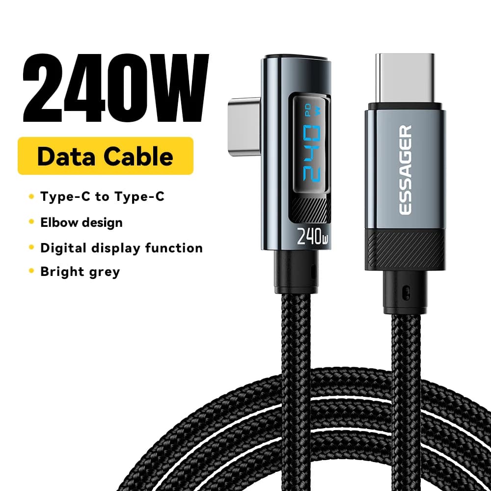 240W USB-C til USB-C-kabel med 90 graders vinkel