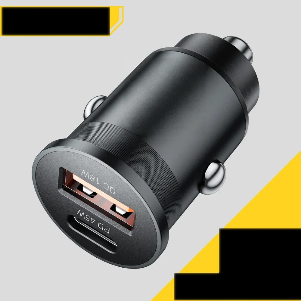 45W Mini USB-C Bilcharger, QC 3.0