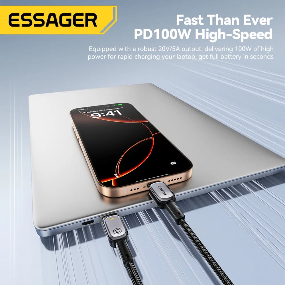 LED 100W USB-C til USB-C-kabel, 5A PD hurtiglading