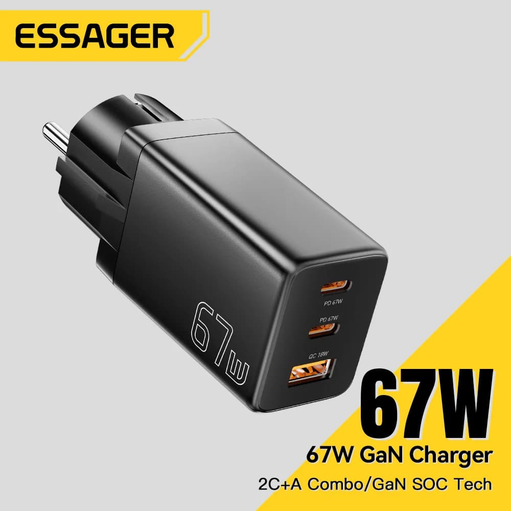 GaN USB Type-C-lader med EU/KR-pluggvalg