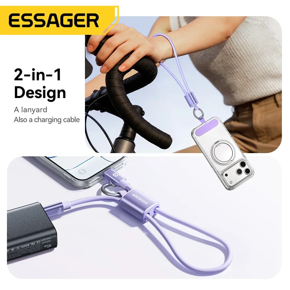 60W kort USB-C til USB-C lanyard-kabel