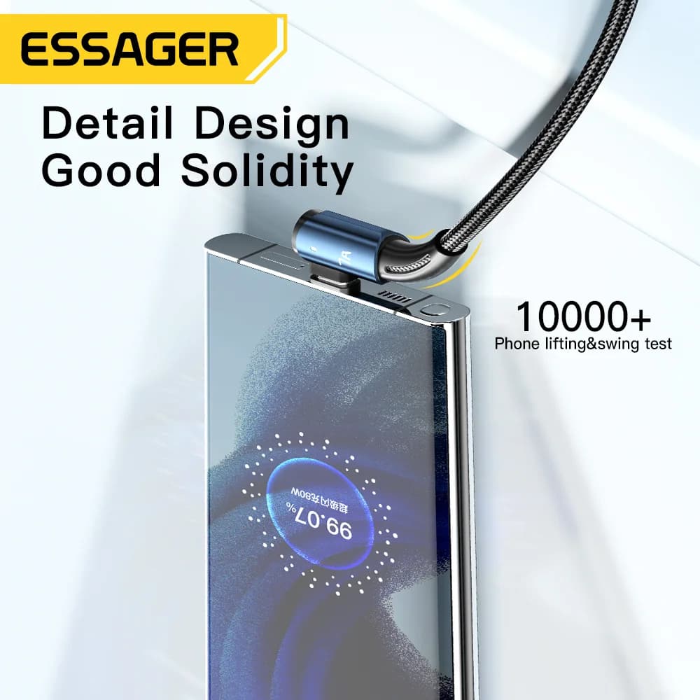 7A USB Type-C-kabel med 90° vinkel og 100 W lading