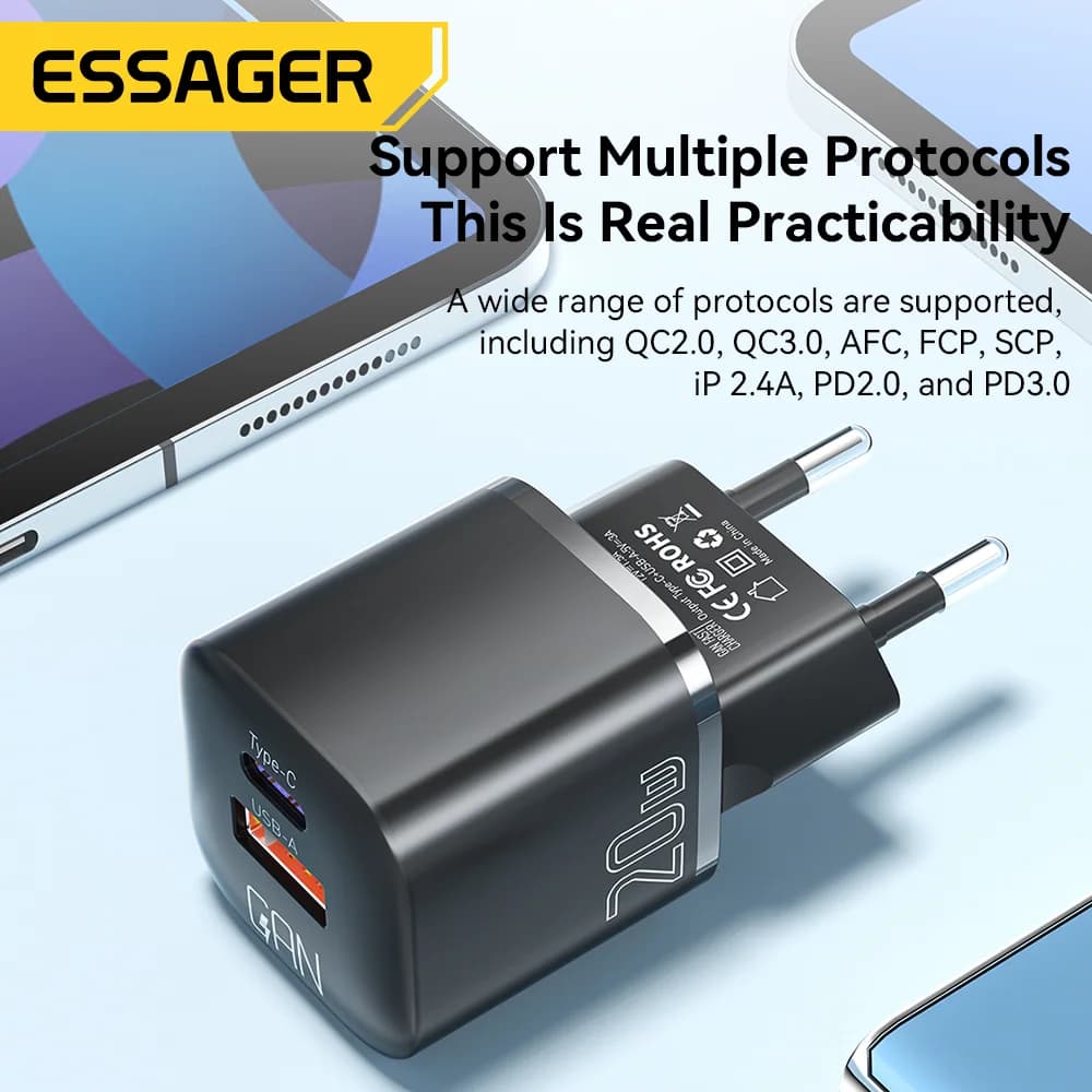 20W GaN USB-C PD hurtiglader