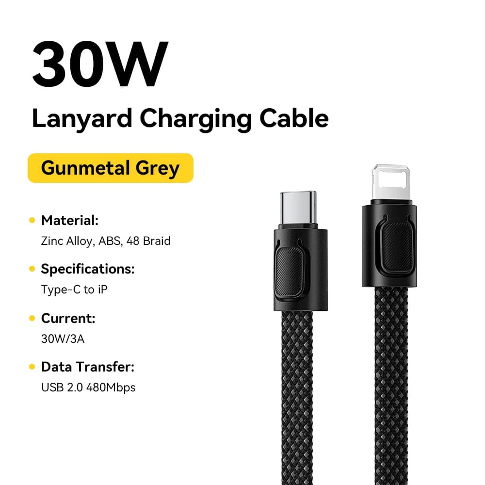 60W USB-C til Lightning Lanyard Kabel med Hurtiglading