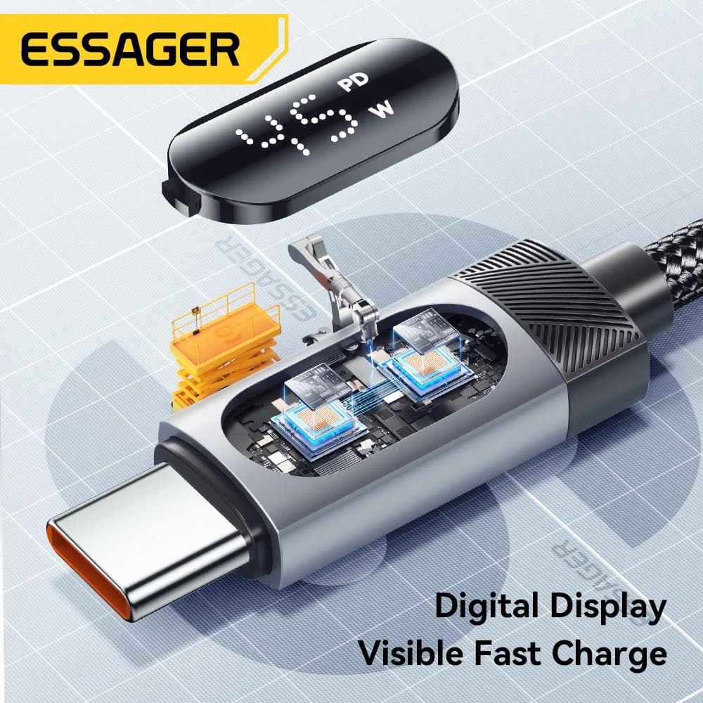 108W biladapter med USB-C, USB-A og fjærkabel